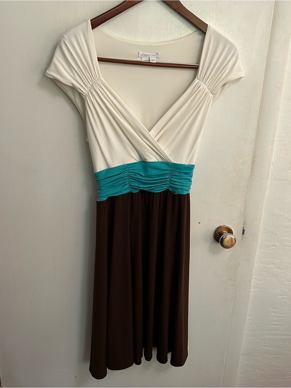 VTG Y2K London Times Midi Dress Colorblock Womens 10 summer wedding guest